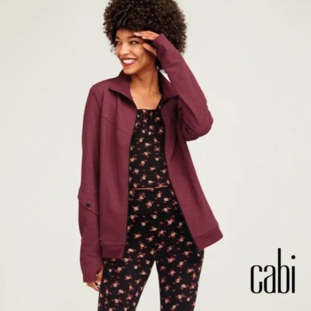 CAbi Zip Front Burgundy Training Jogger, Sz M, Casual, Athletic, Soft & Cozy